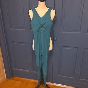 5/$40 Fabletics Teal Twist Knot-Front Onesie Open Back Jumpsuit W Pockets Small